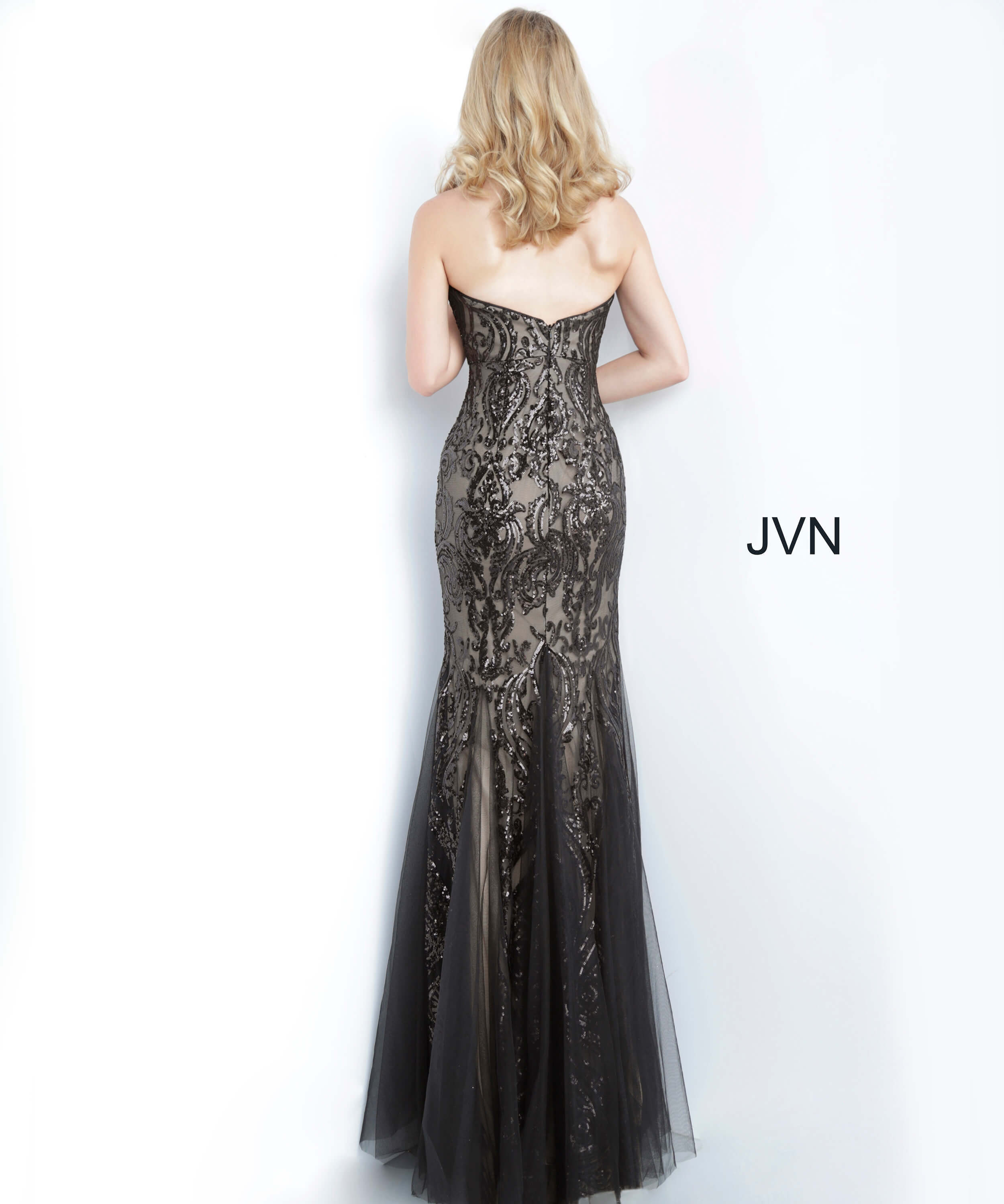 JVN Dress JVN Black Embellished Strapless Sweetheart Dress